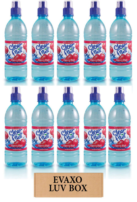 LUV BOX - Clear Fruit Cherry Blast Water Sport 16.9 Oz Bottles ,Pack of 10, by evaxo