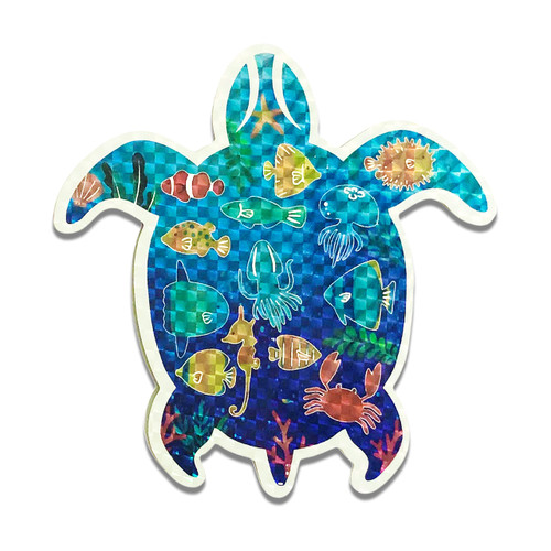 Honu Turtle Holographic Screen Door Magnets (5" x 5.2") Decorative Sea Life Magnets for Lanai Patio Hawaii Home Decor