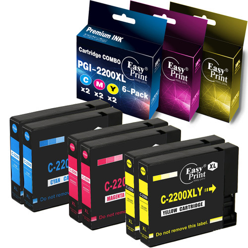 EASYPRINT Compatible 2200XL Ink Cartridges PGI-2200 PGI2200XL to Used for Canon Maxify MB5320 MB5120 MB5420 MB5020 iB4120 iB4020 (6- Color Pack, High Yield, 2X Cyan, 2X Magenta, 2X Yellow) EASYPRINT Compatible 2200XL Ink Cartridges PGI-2200 PGI2200XL to Used for Canon Maxify MB5320 MB5120 MB5420 MB5020 iB4120 iB4020 (6- Color Pack, High Yield, 2X Cyan, 2X Magenta, 2X Yellow)