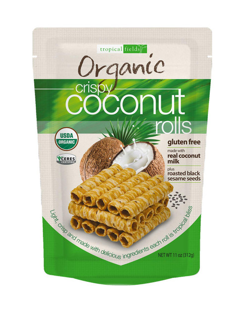 TROPICAL FIELDS ORGANIC CRISPY COCONUT ROLLS (11 OZ BAG) - PACK OF 3 TROPICAL FIELDS ORGANIC CRISPY COCONUT ROLLS (11 OZ BAG) - PACK OF 3