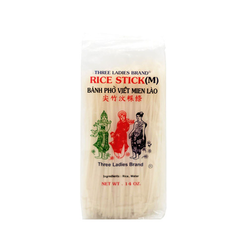 Three Ladies Brand Rice Stick Noodle - 14 Oz. (Pack of 3 Bags) - SET OF 3
