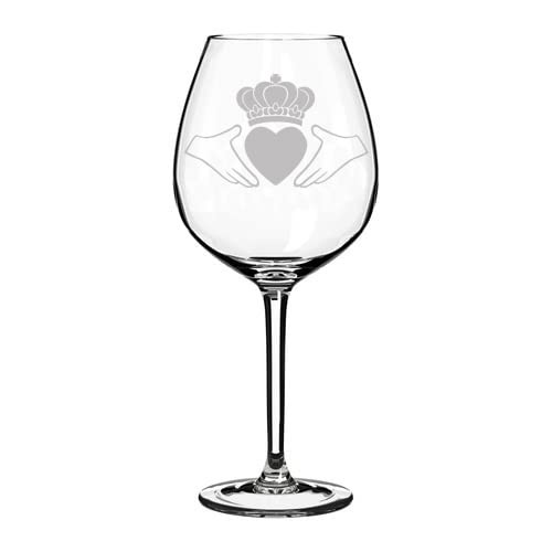 MIP Brand Wine Glass Goblet Irish Claddagh (20 oz Jumbo)
