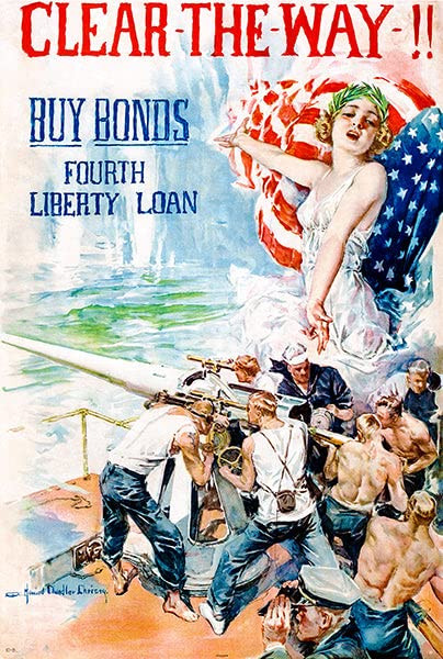 Clear The Way! Bonds - 4th Liberty Loan - 1918 - World War I - Propaganda Magnet
