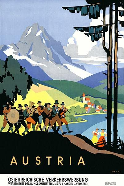 Austria - Musicians Band - 1930's - Travel Poster Magnet