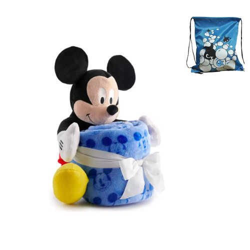 Disney Mickey Mouse Throw Blanket and The Pillow Pal Red Mickey Plush Doll 2 in 1 Set