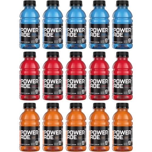 BEEQ BOX - (Pack of 15) Powerade Sports Drink Variety Pack 12 fl. oz. | 3 Different Flavors : Orange , Mountain Berry Blast, Fruit punch