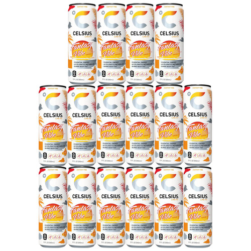 BEEQ BOX - (Pack of 16) CELSIUS Sparkling Fantasy Vibe, Functional Essential Energy Drink 12 Fl Oz