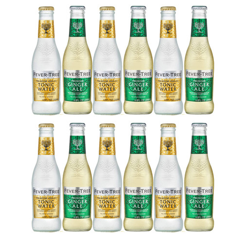 BeeQ Box Fever-Tree Variety Pack - (Pack of 12) | 2 Different Flavors: Indian Tonic Water and Premium Ginger, 6.8 Fl Oz