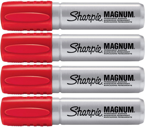 Sharpie Magnum Permanent Marker | Oversized Chisel Tip, Great for Poster Boards, Red, 1 Count 4 Pack
