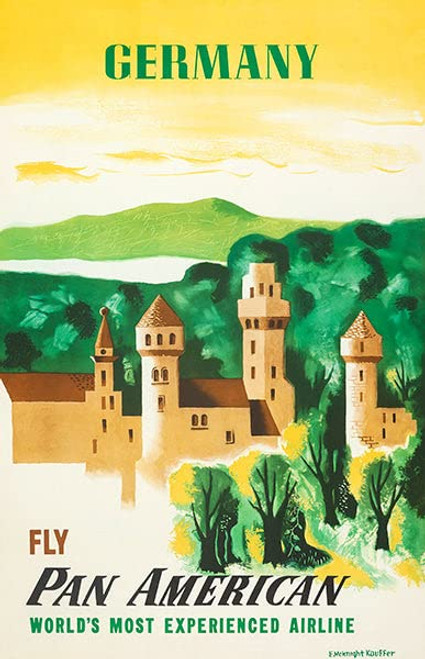 Germany - Fly Pan American - 1950's - Travel Poster Magnet Germany - Fly Pan American - 1950's - Travel Poster Magnet