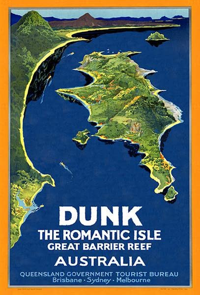 Dunk The Romantic Isle - Australia Queensland - 1930's - Travel Poster Magnet
