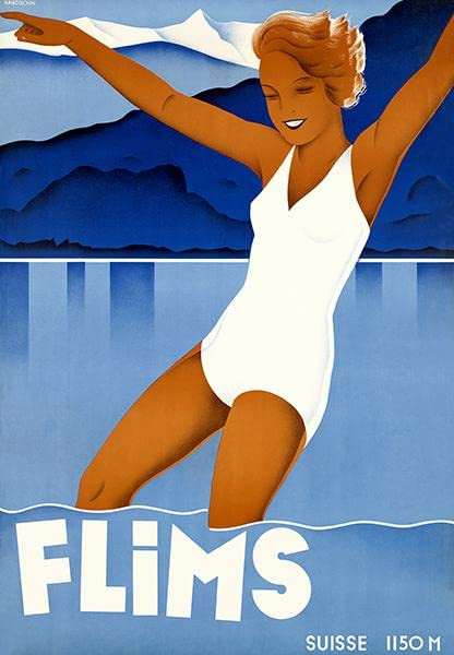 Flims - Switzerland - 1930's - Travel Poster Magnet