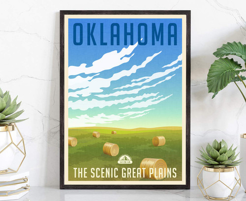 Retro Style Travel Poster, Oklohama, Vintage Rustic Poster Print, Home Office wall Decoration, Oklohama State Map Poster - 12 * 18 inches Retro Style Travel Poster, Oklohama, Vintage Rustic Poster Print, Home Office wall Decoration, Oklohama State Map Poster - 12 * 18 inches