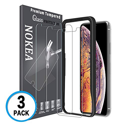 NOKEA iPhone Xs MAX(6.5 inch) Screen Protector, [[Installation Guidance Alignment Frame] 3D Touch Advanced Clarity Touch Accurate Case Friendly Tempered Glass Screen Protector
