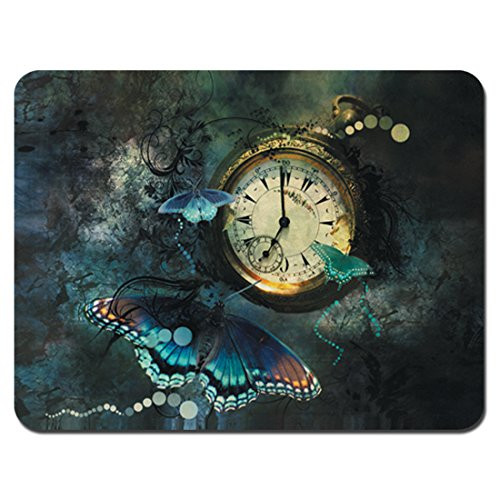 Meffort Inc Standard 9.5 x 7.9 Inch Mouse Pad - Clock Butterfly