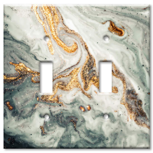 Art Plates 2-Gang Toggle OVERSIZED Switch Plate - OVER SIZE Decorative Metal Wall Plate - Gold Granite - (Made in USA)