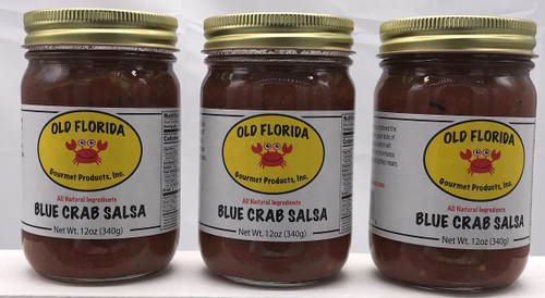 Old Florida Gourmet Blue Crab Salsa - PACK OF 3 in a Gift Box Red 12 oz, pack of 3