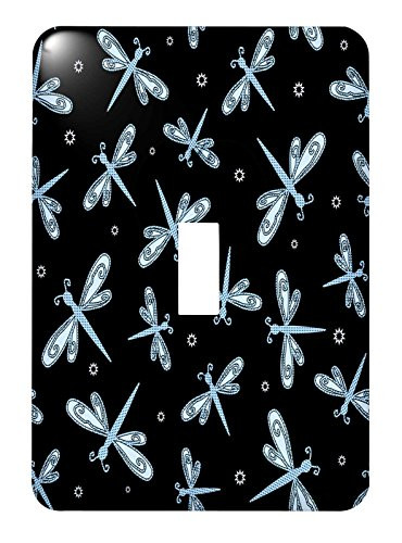 3dRose LSP_185468_1 Dotted Dragonflies Blue and Black Toggle Switch, Multicolor