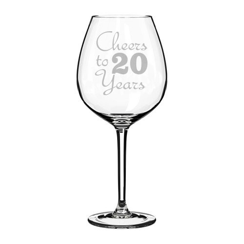 Wine Glass Goblet Cheers To 20 Years Anniversary (20oz Jumbo)