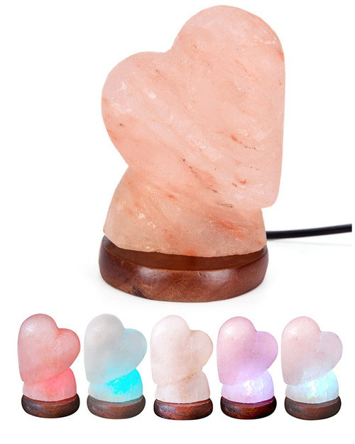 Superdental USB Plug LED Heart Shape Natural Salt Rock Crystal Salt Lamp Hand Carved (Salt Lamp) US Stock