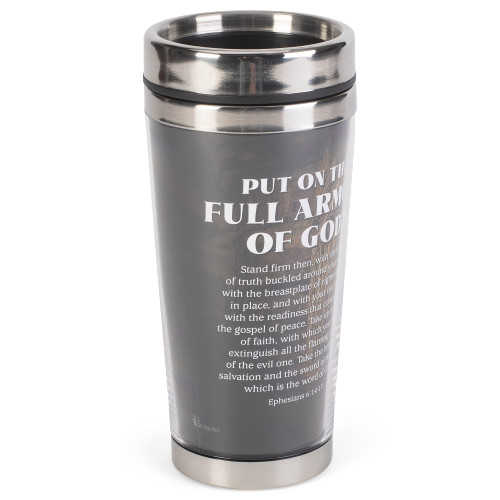 Dicksons Put On Full Armor Antiqued Bronzed 16 ounce Stainless Steel Travel Tumbler Mug with Lid
