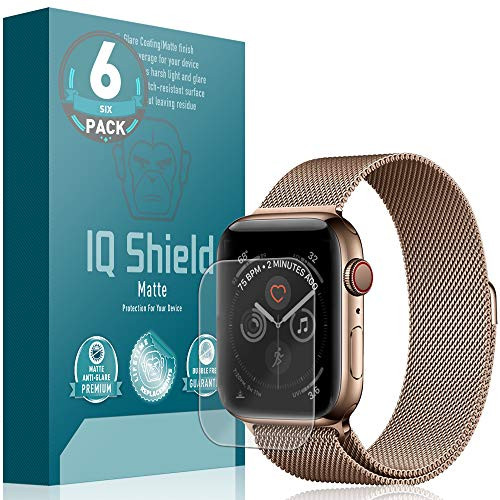 IQShield Apple Watch Series 4 Screen Protector (44mm)[Easy Install](6-Pack), Matte Anti-Glare Screen Protector for Apple Watch Series 4 (44mm) Bubble-Free Film