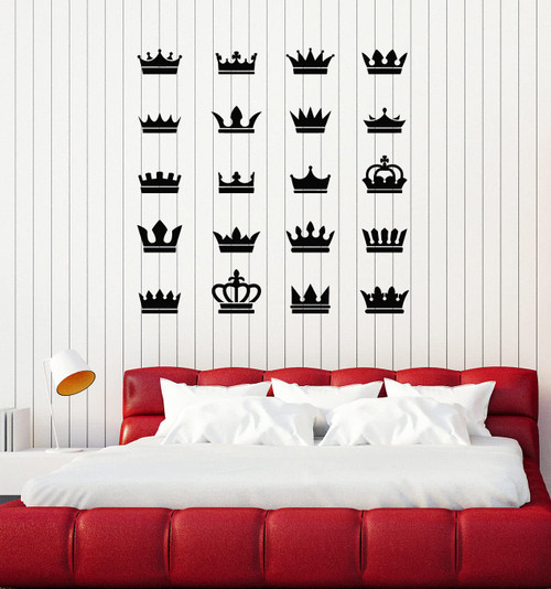Vinyl Wall Decal Crowns Patterns Kindom Sing Girl Room Interior Stickers Mural Large Decor (g7534) Black Vinyl Wall Decal Crowns Patterns Kindom Sing Girl Room Interior Stickers Mural Large Decor (g7534) Black