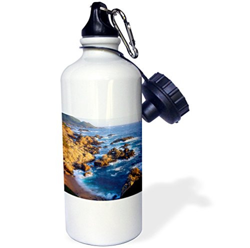 3dRose wb_208440_1 Usa, California, Central California Coast Sports Water Bottle, Multicolor, 21 oz