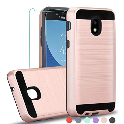 Galaxy J3 2018 Case/Galaxy J3 Eclipse 2/J3 Express Prime/J3 Prime 2/Amp Prime 3/ J3 Orbit/J3 Achieve Case with HD Screen Protector,Ayoo Brushed Texture Design for Samsung J3 Emerge 2018-ZS Rose Gold