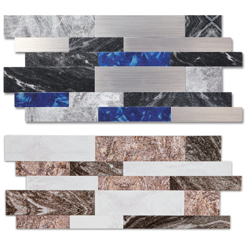 Reovatile Peel and Stick Stone Metal Tile Backsplash, Stick on Tiles for Backsplash Kitchen, Bathroom (12'' X 12'', Sample )