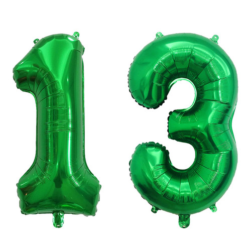 ESHILP 40 Inch Number Balloon Foil Balloon Number 13 Jumbo Giant Balloon Number 13 Balloon for 13th Birthday Party Decoration Wedding Anniversary Graduation Celebration, Dark Green 13 Number Balloon