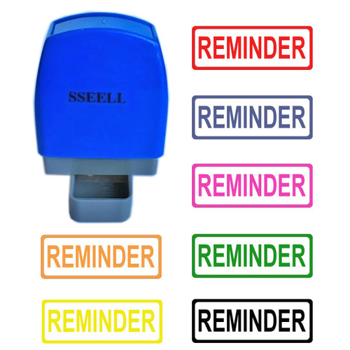 SSEELL Reminder Self Inking Rubber Flash Stamp Self-Inking Pre-Inked RE-inkable Office Work Company School Stationary Stamps with Frame Line - Purple Ink Color