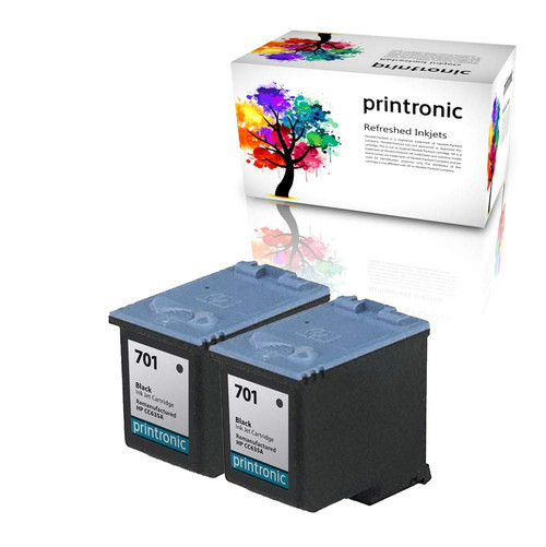 Printronic Remanufactured Ink Cartridge Replacement for HP 701 CC635A (2 Black)