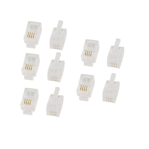 uxcell 4P4C RJ11 Plug Jack Telephone Cable Connector, 10Pieces for Landline Telephone, Clear