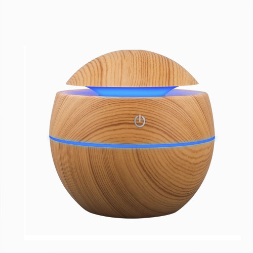 Air Humidifier 130ml Wood Ultrasonic Humidifier Electric Air Aroma Diffuser Oil Aromatherapy Mist Maker for Home(Light Wood)
