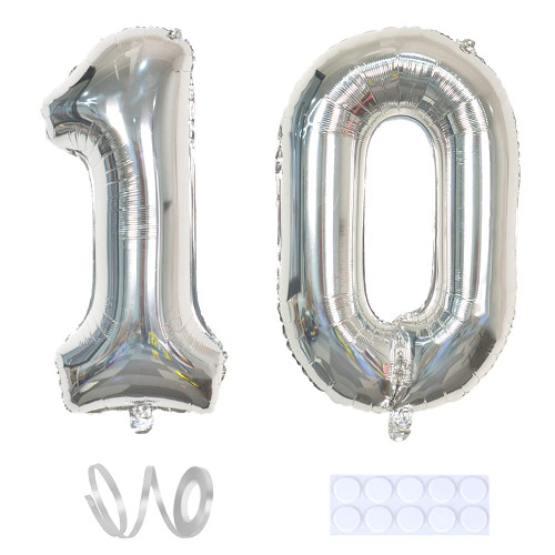 Yijunmca Silver 10 Number Balloons Giant Jumbo Number 10 32" Helium Balloon Hanging Balloon Foil Mylar Balloons for Boys Girls 10th Birthday Party Supplies 10 Anniversary Events Decorations Yijunmca Silver 10 Number Balloons Giant Jumbo Number 10 32" Helium Balloon Hanging Balloon Foil Mylar Balloons for Boys Girls 10th Birthday Party Supplies 10 Anniversary Events Decorations