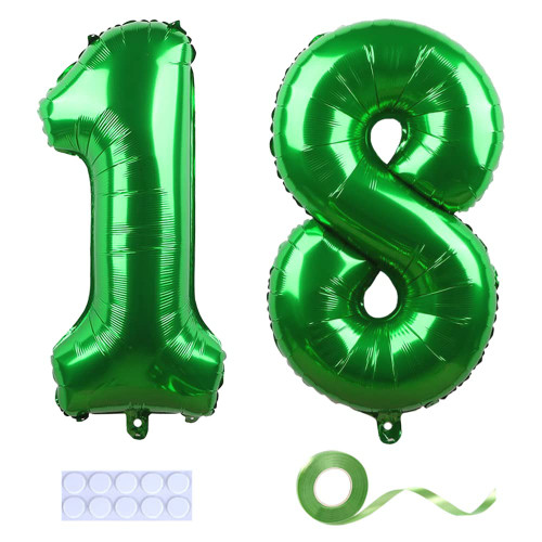 Yijunmca Green 18 Number Balloons Giant Jumbo Number 18 32" Helium Balloon Hanging Balloon Foil Mylar Balloons for Boys Girls 18th Birthday Party Supplies 18 Anniversary Events Decorations, 18 Green Yijunmca Green 18 Number Balloons Giant Jumbo Number 18 32" Helium Balloon Hanging Balloon Foil Mylar Balloons for Boys Girls 18th Birthday Party Supplies 18 Anniversary Events Decorations, 18 Green
