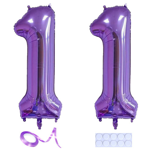 Yijunmca Purple 11 Number Balloons Giant Jumbo Number 11 32" Helium Balloon Hanging Balloon Foil Mylar Balloons for Boys Girls 11th Birthday Party Supplies 11 Anniversary Events Decorations