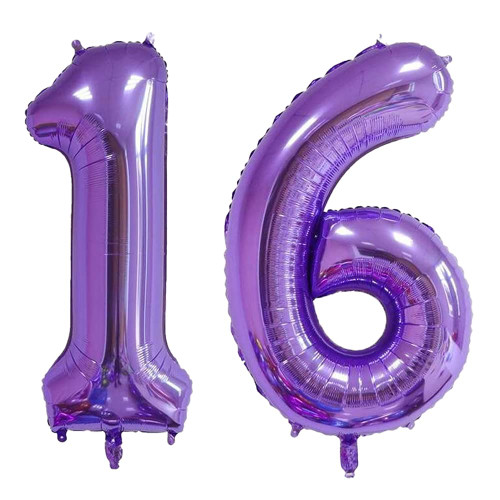 Yijunmca Purple 16 Number Balloons Giant Jumbo Number 16 32" Helium Balloon Hanging Balloon Foil Mylar Balloons for Boys Girls 16th Birthday Party Supplies 16 Anniversary Events Decorations