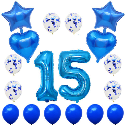 Yijunmca Blue 15 Number Balloons Kit Jumbo Number 15 32" Helium Hanging Balloon Foil Mylar Confetti Latex Balloon for Boys Girls 15th Birthday Party Supplies 15 Anniversary Events Decoration Yijunmca Blue 15 Number Balloons Kit Jumbo Number 15 32" Helium Hanging Balloon Foil Mylar Confetti Latex Balloon for Boys Girls 15th Birthday Party Supplies 15 Anniversary Events Decoration