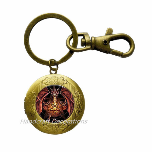 Dragon Locket Keychain - Dragon Gift - Dragons Locket Key Ring - Dragon Locket Key Ring - Dragon Jewelry - Mythical Jewelry - Mystical Jewelry.F176 (E2)