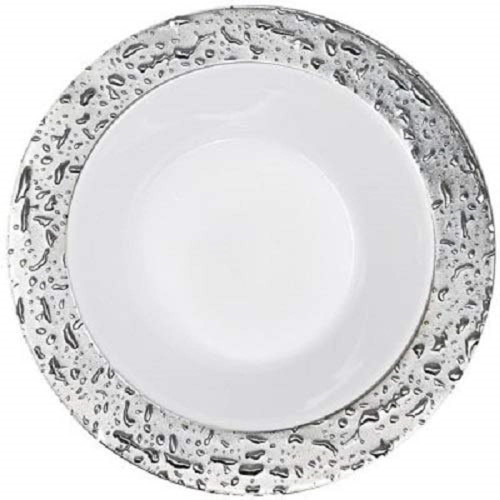 DecorLine White & Silver Bowl - 12 oz | Rosee Collection | Pack of 10