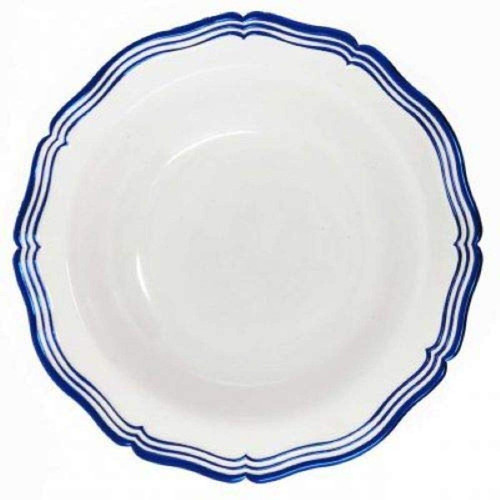 Decorline White and Royal Blue Soup Bowls - 7.5" | Aristocrat Collection | Pack of 10