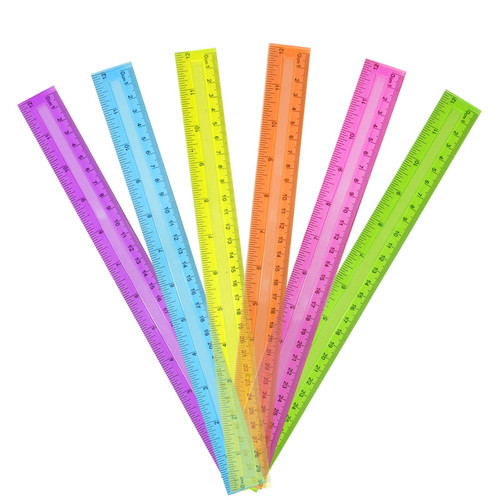 30 Pack Clear Ruler Plastic Rulers 12 Inch,Transparent Assorted Color Metric Bulk Rulers with Inches and Centimeters,Kids Ruler for School,Home,Office
