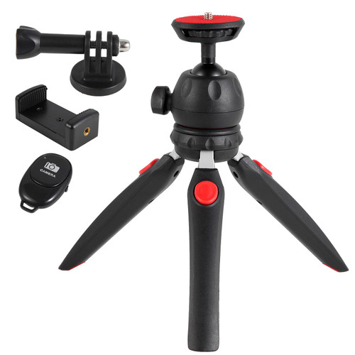 Mini Tripod for Camera and Phone with Remote and 360 Degree Ball Head, Premium Tabletop Small Phone Tripod Mount for GoPro iPhone/Cell Phones Webcam Projector Compact DSLR