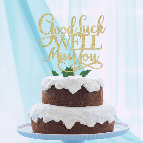 Kaoenla Good Luck We'll Miss You Cake Topper - For Graduation Party, Job Change, Farewell Party, Parting Party, Retirement, Housewarming Party Supplies (Gold)