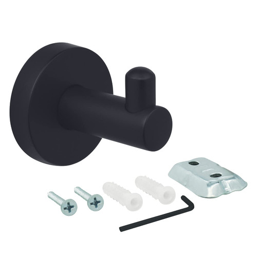 Nuk3y Luna Modern Round Robe Hook (Robe Hook, Matte Black)