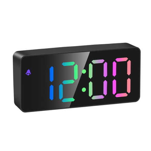 Alarm Clock, Digital Clock with LED Temperature Display, Digital Alarm Clock with Colour Fonts,Dimmable,Snooze Function,Memory Battery USB Powered,Bedside Clock for Bedroom Decor(Black)