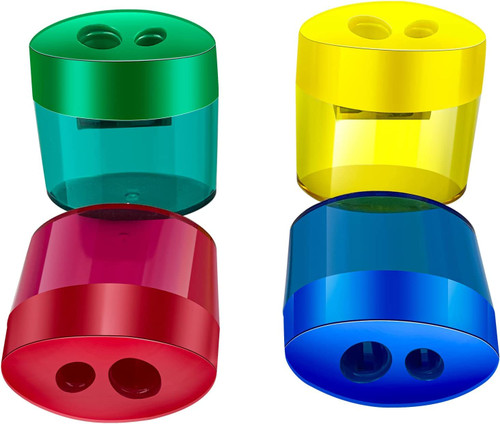 Pencil Sharpeners Dual Holes Pencil Sharpener Manual with Lid Colorful Pencil Sharpeners for Kids Adults Pencil Sharpener for School Office Home 4 Pack