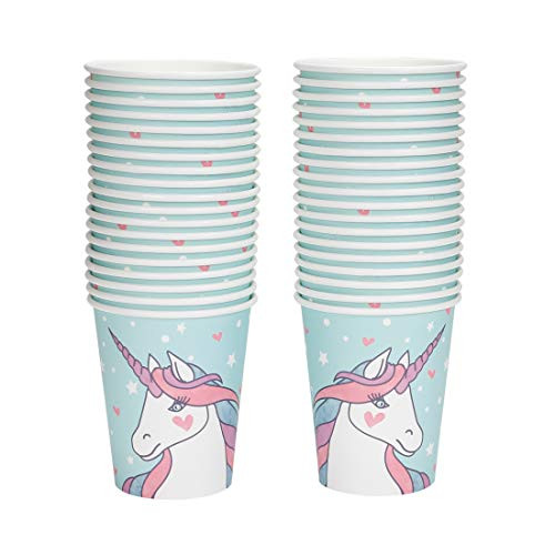 Geeklife Unicorn Cups, 9 oz Paper Cups, 40 pcs Disposable Party Supplies Set